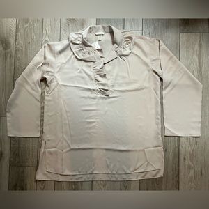 NWT-H&M Long Sleeve Cream Blouse With Ruffles- Size XS-Large(see description)